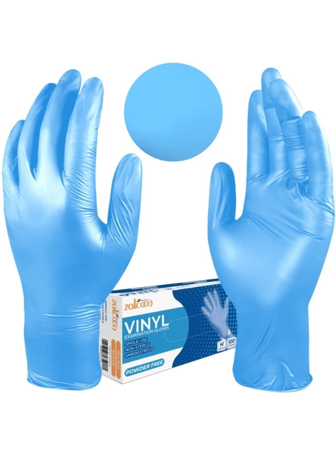 ZALCOON Blue  disposable Gloves, 4.5g latex free Powder Free Gloves for light use, Home, Cleaning, Food Prep, Food safe and Non-Sterile  (1 Pack x 100 Pieces) - Image 1